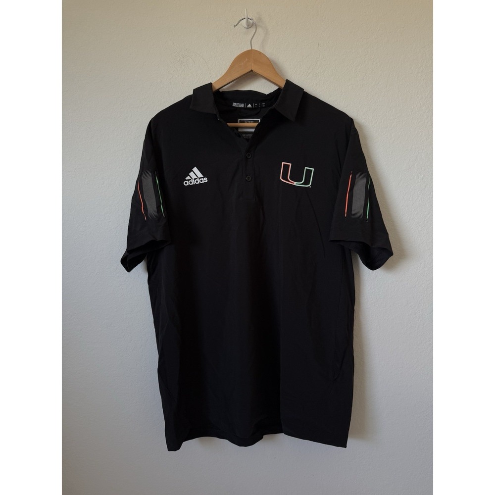 Adidas Miami Hurricanes Football Black Polo Miami Nights Team Issued Men L NWT
